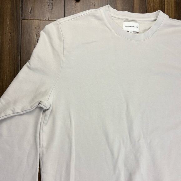 Club Monaco 85 size XL White Ivory Beige Gray Sweatshirt Comfy Cozy Pullover Top - Picture 3 of 10